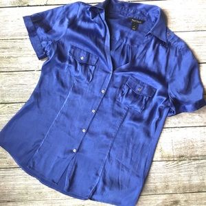 {WHBM} Silk Short Sleeve Blouse